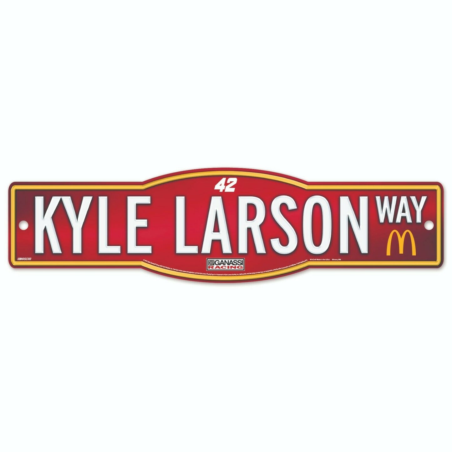 WinCraft Kyle Larson #42 NASCAR 4"x17" Street Sign - Red