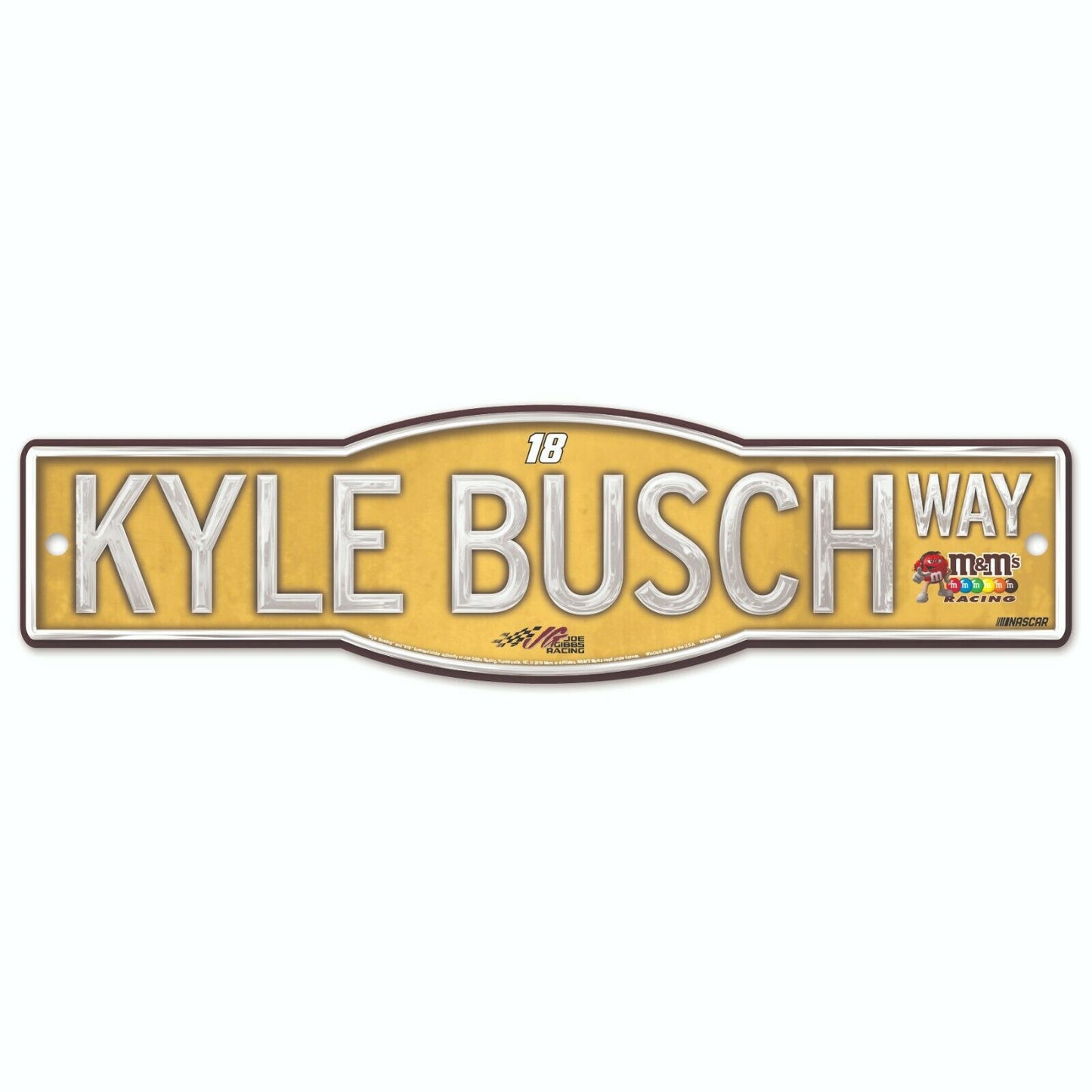 Kyle Busch #18 NASCAR 4"x17" Street Sign - Yellow Sign