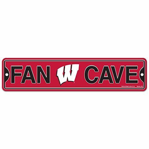 Wisconsin Badgers Plastic Fan Cave Sign 4" x 17" Street Sign NCAA