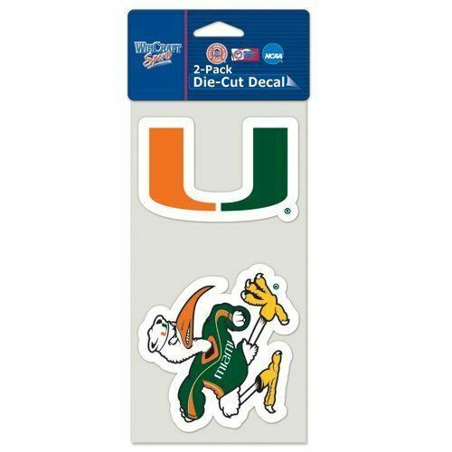 University Of Miami (Florida) Die Cut Decal Set Of Two 4x4